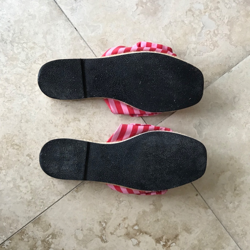 🔥LAST CALL 70% OFF🔥Kate Spade  Caliana Striped Bow Flat Sandals 9.5  Pink Red - Picture 4 of 6